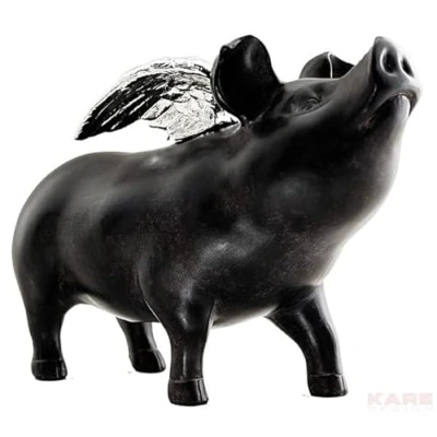 Obrázek Kare Designová pokladnička Rockstar Pig, černá, pokladnička, prasátko, 17 x 23 10 cm (v/š/h)