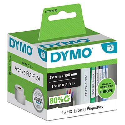 Obrázek DYMO Originální štítky pro pořadače LabelWriter 38 mm x 190 role s 110 snadno odstranitelnou páskou etikety samolepicí tiskárny štítků a popisovací zařízení