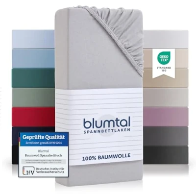 Obrázek Blumtal® Basics napínací prostěradlo 140 x 200 cm Jersey bavlna certifikované podle Öko TEX potah na matraci
