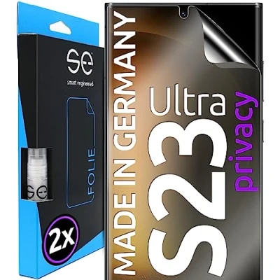 Obrázek S. E pro Samsung Galaxy S23 Ultra ochranná fólie privacy ochrana soukromí 2x v sadě z Německa, Folie Anti Spy fólie, bez prachu a bublin