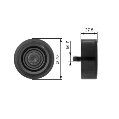 Obrázek Gates T36206 Vratná pro/vodicí kladka, klínový žebrovaný řemen