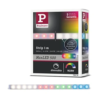 Obrázek Paulmann 70634 LED Stripe MaxLED 500 RGBW povrchová úprava 1 m barevné ovládání 12W světelný pásek funkce změny barvy, stříbrná