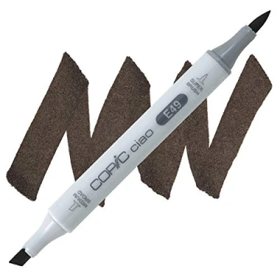 Obrázek COPIC Ciao Marker typ E 49, Dark Bark, univerzální popisovač rozložení, na bázi alkoholu, se středně širokým a jedním štětcovým hrotem