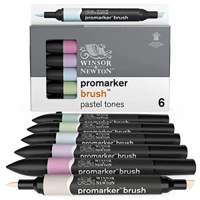 Obrázek Winsor &amp; Newton 0290125 ProMarker sada štětců 6 barev pastelové tóny Brush