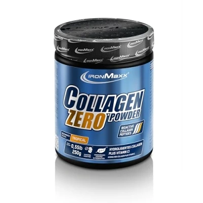 Obrázek IronMaxx kolagen Powder Zero Tropical 250 g dóza čistý pro pokožku, vlasy a klouby bez cukru umělých přísad