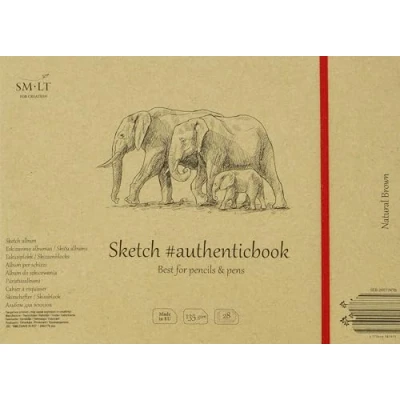 Obrázek SMLT 5EB 28ST/NTB Authentic line 28/NTB 245 x 176 mm šitý skicák autentický, 135 gsm hnědý kraftový papír, 28 listů