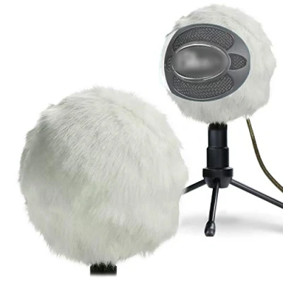 Obrázek YOUSHARES Blue Snowball Microphone Furry Windscreen Pop Filter Muff Mikrofon Fell Windschutz Schutz für Ice (Weiß)