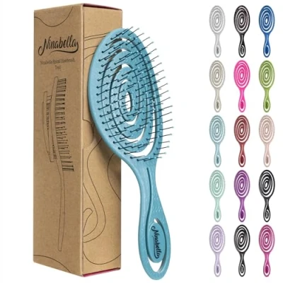 Obrázek Ninabella Haarbürste ohne Ziepen für Damen, Herren &amp; Kinder Entwirrbürste Locken, lange nasse Haare Nachhaltige Detangler Bürste mit Spiralfeder aus recyceltem Material Hair Brush Teal