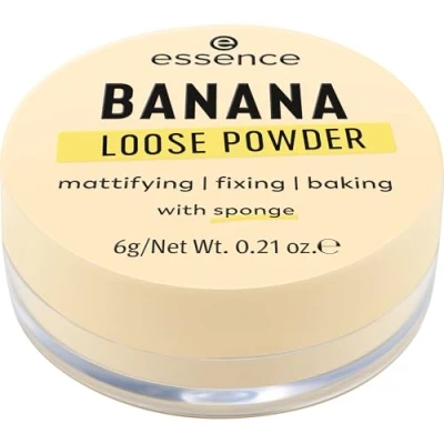 Obrázek essence BANANA LOOSE POWDER, žlutá, matující, fixační, korekční barva, průsvitná, matná, veganská, bez oleje, parfemace, alkoholu, balení 1 ks (6 g)