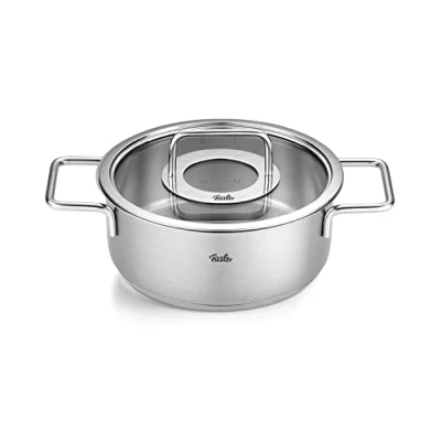 Obrázek Fissler hrnec na pečení Pure Collection / nerezový (Ø 20 cm, 2,4 l) hrnce vč. skleněného víka, vnitřní stupnice indukce
