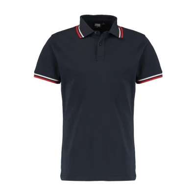 Obrázek Urban Classics Pánská polokošile Double Stripe svetr, Modrá (Navy/White/Fire Red 01243), m