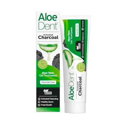 Obrázek AloeDent Charcoal Toothpaste Fluoride Free, Natural Action, Vegan, Cruelty SLS Whitening, Healthy Gums, 100ml
