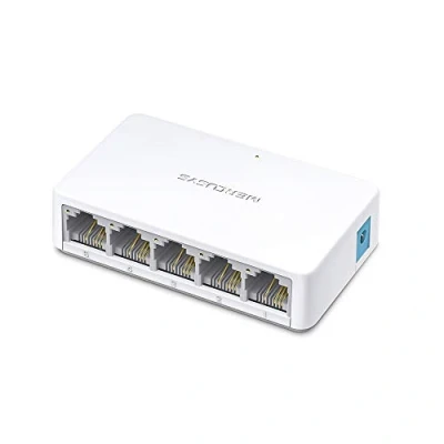 Obrázek MERCUSYS MS105 5 Port Ethernet síťový přepínač 10/100 MBit/s, RJ 45 přípojky LAN Switch, Lug und Play, klid bez ventilátoru, automatické přizpůsobení rychlosti a duplexní