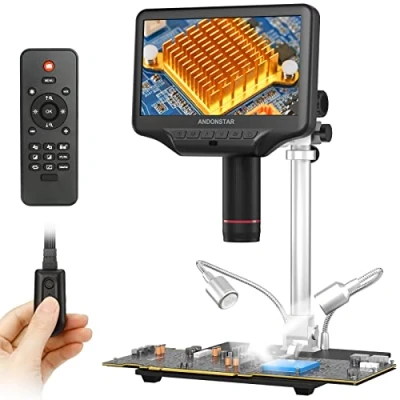 Obrázek Andonstar AD407 Pro 3D HDMI Löten Digital Mikroskop, 4MP 2160P UHD Video Record, 7 Zoll Einstellbarer LCD Bildschirm USB Elektronische Mikroskope für Reparatur, Leiterplatte, SMT SMD DIY