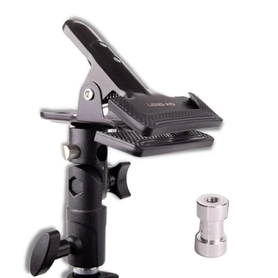 Obrázek Lens Aid Reflektor svorka pro fotostudio: Držák stativu z kovu světelné odrazky a foto pozadí vč. závitového adaptéru 1/4&quot; 3/8&quot;