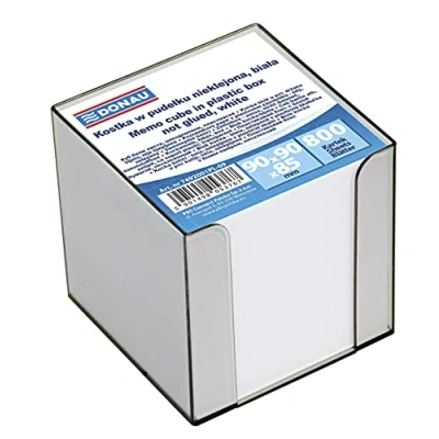 Obrázek DONAU 7492001PL 09 Ekologická kostka box na lístečky / není lepená, v plastové krabičce cca 800 listů, 90 x 85 mm, barva: bílá