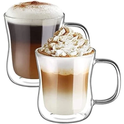Obrázek Sada dvoustěnných šálků na Latte Macchiato Ecooe, termosklenice, sklenice kávu, 2dílná sada, 350 ml (plný objem)