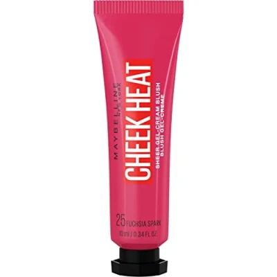 Obrázek Maybelline New York Cheek Heat Blush, růž, gelové složení, barevné pigmenty na bázi vody, lesklý povrch, č. 25 fuchsiová Spark