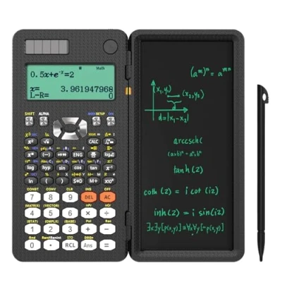 Obrázek NEWYES Scientific kapesní kalkulačka 417 funkcí Engineering Calculator s tabulí na psaní a tužkou pro studenty, učitele, technické, vědecké, solární bateriové duální napájení