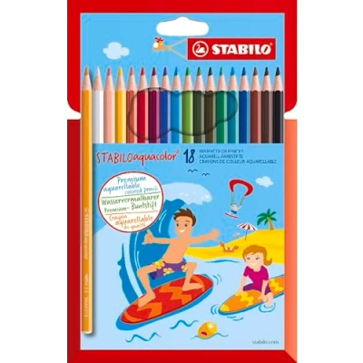Obrázek Akvarelové pastelky STABILO aquacolor balení 18 ks s různými barvami