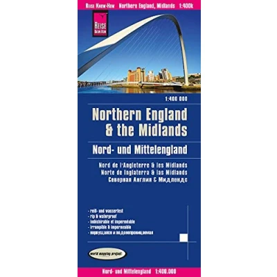 Obrázek Reise Know How Landkarte Nord und Mittelengland / Northern England &amp; the Midlands (1:400.000): reiß wasserfest (world mapping project)