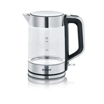 Obrázek SEVERIN Rychlovarná konvice, sklo, nerezová ocel, kompaktní a výkonná, 1,7 l, 100% bez BPA, 2 200 W, WK 3420