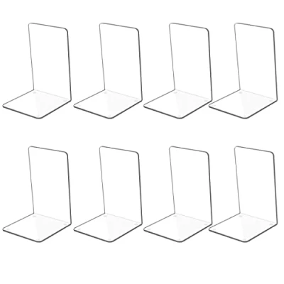 Obrázek 4 Paar Klare Acryl Buchstützen für Regale, Transparente Buchstützen, Heavy Duty Book Ends und Desktop Organizer, Plexiglas Stopper