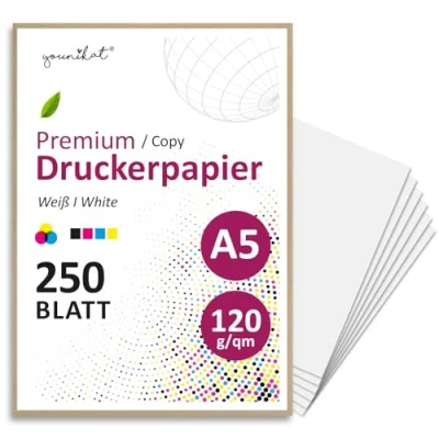 Obrázek younikat DIN A5 papír do kopírky I 120 g/m² 250 listů v bílé Blanko Recepční dv1550