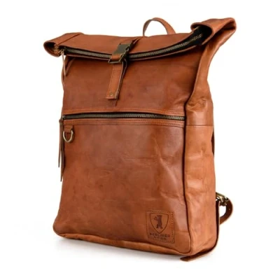 Obrázek Berliner Bags Vintage batoh Utrecht z kůže, na kolo s přihrádkou laptop pro dámy a pány, Hnědá koňak Xl, xl