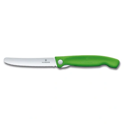 Obrázek Victorinox Swiss Classic, profesionální nůž na rajčata a jídelnu, extra ostrá čepel, vlnitý brus, 11 cm, nerezová ocel, zelený