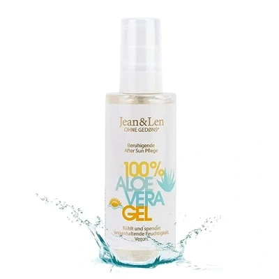 Obrázek Jean &amp; Len Après Sun Aloe Vera gel, podpůrná péče při spálení sluncem, zklidňuje a chladí pokožku, hydratuje, bez silikonů, parabenů, nanočástic emulgátorů, veganský, 100 ml