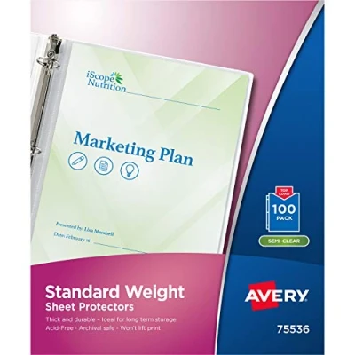 Obrázek Avery 75536 Letter Polypropylen (PP) 100pc (s) sheet Protector průhledné pouzdro (Letter, (PP), 100 PC (s))
