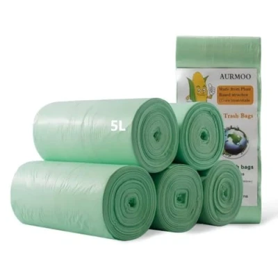 Obrázek 200 bio pytlů 5 l, AURMOO pytle na odpadky, biologické kuchyně potraviny odpad, sáček odpadky do kuchyně, kanceláře, obývacího pokoje (32 x 35 cm, zelená)