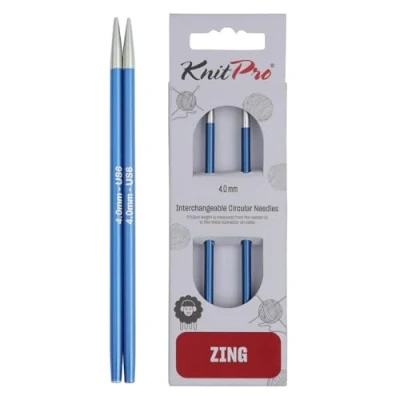 Obrázek KnitPro wechselbare Nadelspitzen ZING kurz, 4,00mm Austauschbare Strickspitzen, Aluminium, Blau, 8.7cm / 4mm