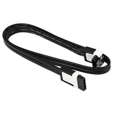 Obrázek meeboo 1x SATA Kabel 40 cm černý přímo zahnutý S klipem kompatibilní až do ATA/600 Serial ATA 1,5 GBs/3 GB / 6 (zpětně kompatibilní) prémiová kvalita