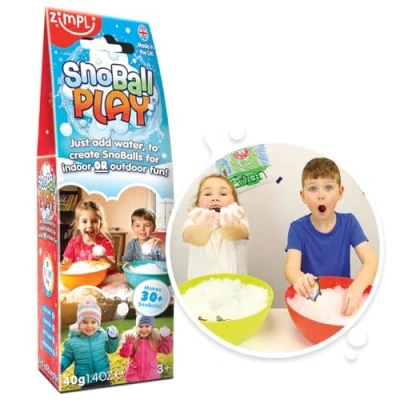 Obrázek Zimpli Kids Snoball Play 2 ks v balení, Magically turns water into Artificial Fake Instant Snow, dětská outdoorová a vnitřní hračka, skvělý dárek pro děti, bílý