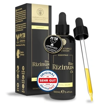 Obrázek ricinový olej bio 100 ml 100% čistý, přírodní a lisovaný za studena Castor Oil na vlasy, řasy, obočí, vousy nehty rukou Vegan nejvyšší stupeň