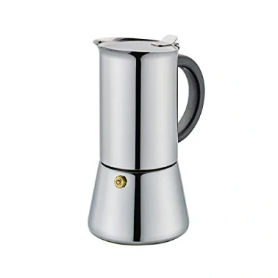 Obrázek Kávovar Cilio Rigoletto s plochým dnem, ušlechtilá ocel, vhodný pro všechny typy sporáků, Ø 9 cm, výška 17,5 do myčky, espresso vařič 4 šálky, kempinkový na kávu