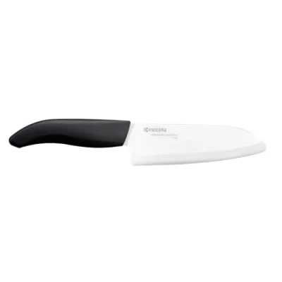 Obrázek KYOCERA GEN Series kleines Santoku Keramikmesser aus Hochleistungskeramik extrem scharf ultraleicht hohe Bruchfestigkeit handgeschliffen. Klingenlänge: 14 cm, Schwarz