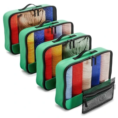 Obrázek OW Travel Snadno uspořádatelné tašky na zavazadla. Ukládání šatů s cestovními kostkami taška šaty do kufru. Kufr příslušenství sada organizéru Suitcase Organizer Packing Travel, 5) Zelená