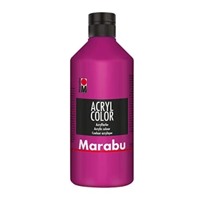 Obrázek Marabu 12010075014 akrylová barva magenta 500 ml, krémová na vodní bázi, rychleschnoucí, stálá světle, voděodolná, k nanášení štětcem a houbou plátno, papír dřevo