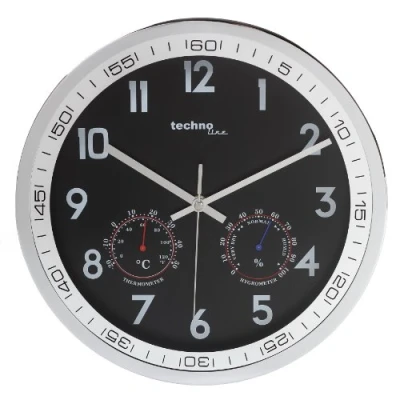Obrázek Technoline, WT 7981 Nástěnné hodiny, Ø 30 cm, stříbrná pro Černá