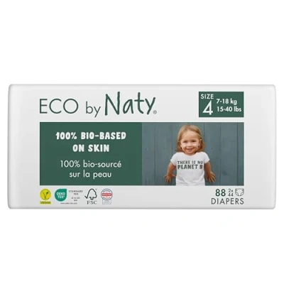 Obrázek Eco by Naty Baby Öko plenky ekologické prémiové bio z materiálů na bázi rostlin, ideální pro citlivou dětskou pokožku (velikost 4 88 kusů)