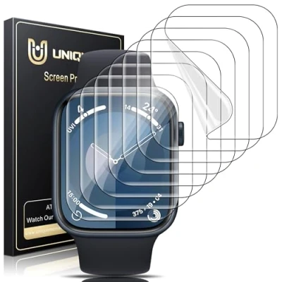 Obrázek UniqueMe für Apple Watch Series 9/8/7 41 mm Schutzfolie 8 Stück, Flexible TPU, iwatch Displayschutz, Blasenfreie, Weich HD Klar Displayfolie, Volle Abdeckung, Anti Staub