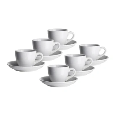 Obrázek Mäser, Série Colombia, šálek na espresso 8 cl, s podšálkem 12 cm, sada porcelánového nádobí pro 6 osob, bílý