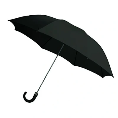 Obrázek Rainbrella Regenschirm, 2 Fach faltbar, automatisch, mit Aufbewahrungshülle und Kunststoffhakengriff, 107 cm, Schwarz