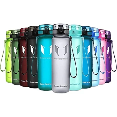 Obrázek Super Sparrow láhev na pití Tritan vodu 1000 ml bez BPA ideální sportovní sport, voda, jízdní kolo, fitness, univerzální, venkovní lehká, udržitelná