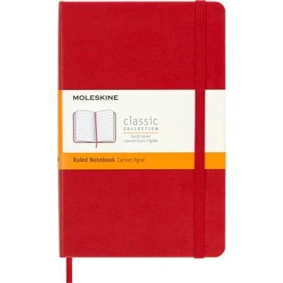 Obrázek Moleskine Poznámkový blok s linkovanými stranami, červený (šarlatový), střední, 11,5 x 18 cm