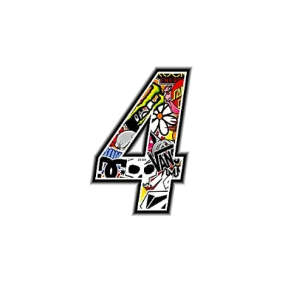 Obrázek 4R Quattroerre.it 13354 Startnummer 4 Aufkleber für Motorräder, Sticker Bomb, 10 x 7.5 cm
