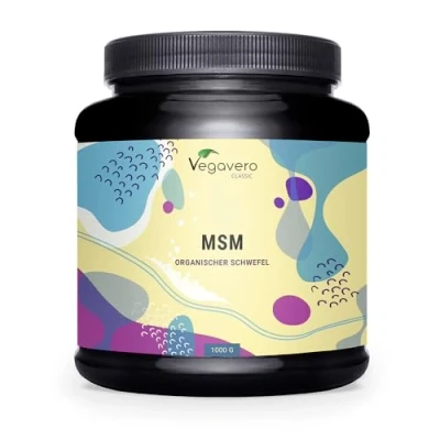 Obrázek MSM prášek 1000 g Vegavero® 99,9% čistý Německá výroba Methylsulfonylmethan organická síra krystalický laboratorně testováno a bez přísad Vegan